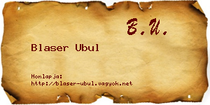 Blaser Ubul névjegykártya